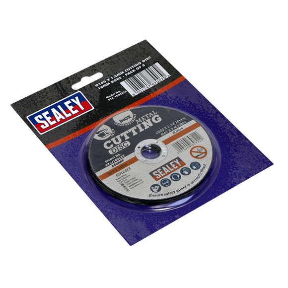 Sealey PTC/100CET5 Cutting Disc Ø100 x 1.2mm 16mm Bore Pack of 5