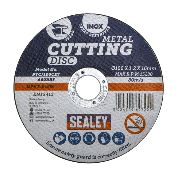 Sealey PTC/100CET Cutting Disc Ø100 x 1.2mm 16mm Bore