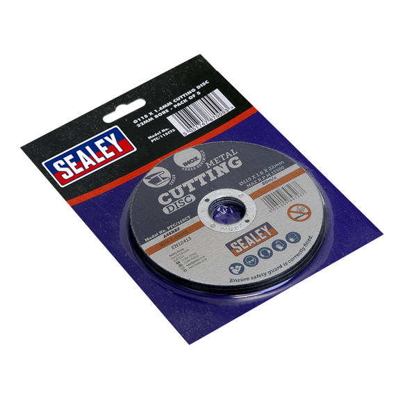 Sealey PTC/115CT5 Cutting Disc Ø115 x 1.6mm 22mm Bore Pack of 5