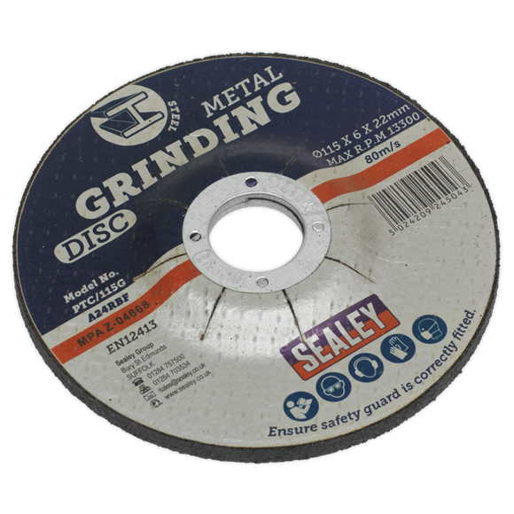Sealey PTC/115G Grinding Disc Ø115 x 6mm Ø22mm Bore