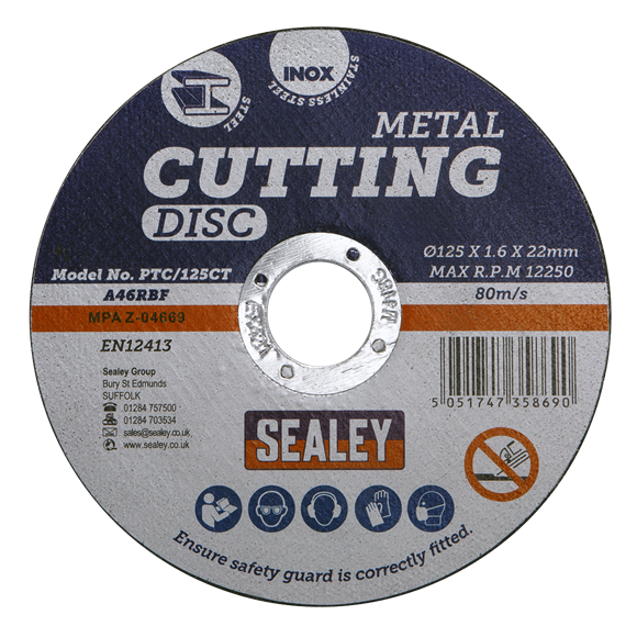 Sealey PTC/125CT Cutting Disc Ø125 x 1.6mm 22mm Bore