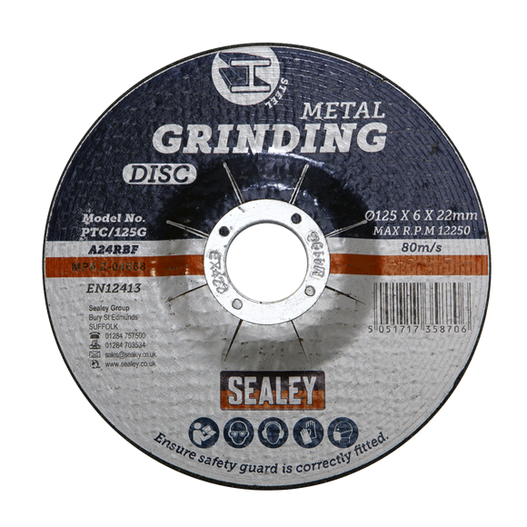 Sealey PTC/125G Grinding Disc Ø125 x 6mm Ø22mm Bore