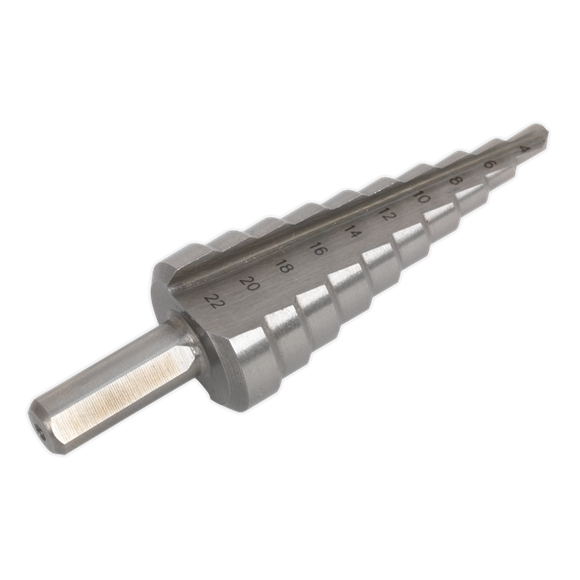Sealey AK4744 Straight Flute HSS 4341 Step Drill Bit 4-22mm