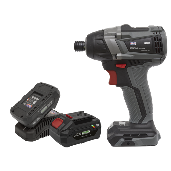 Sealey CP20VIDXKIT Brushless Impact Driver Kit 1/4"Hex 20V - 2 Batteries