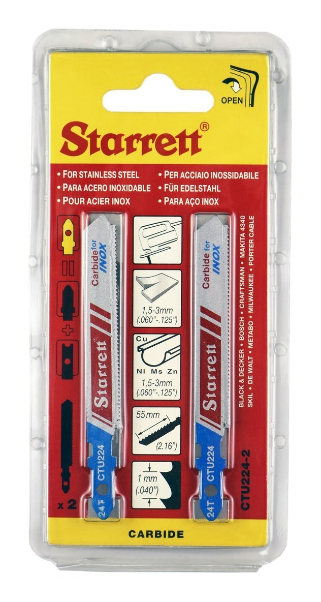 Starrett CTU224-2 Stainless Steel Cutting Jig Saw Blade 55mm 24 TPI (2 Pcs)