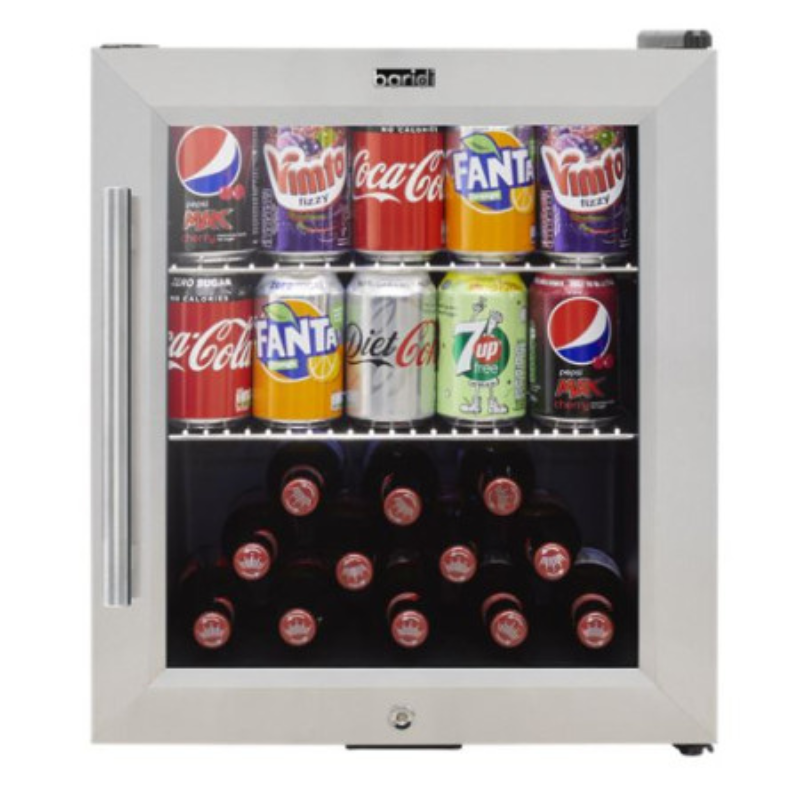Baridi 50L Tabletop Drinks Fridge, Mini Beer Cooler, Glass Door, Stainless Steel