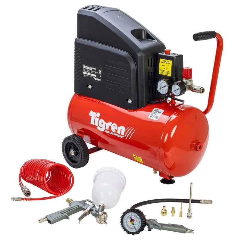 SIP 04397 TIGREN DD 2hp 24ltr Direct Drive Compressor with 7pc Air Kit