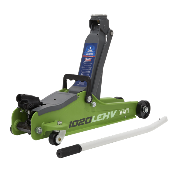 Sealey 1020LEHV Trolley Jack 2tonne Low Entry Short Chassis - Hi-Vis Green