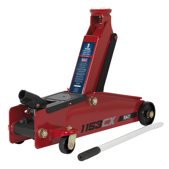 Sealey 1153CX Trolley Jack 3tonne Long Chassis Heavy-Duty