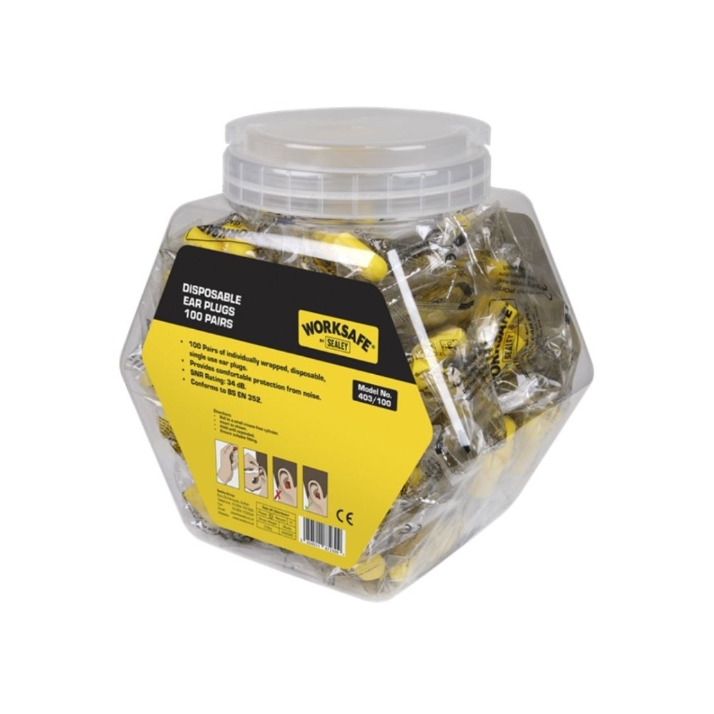 Sealey 403/100 Ear Plugs Disposable - 100 Pairs