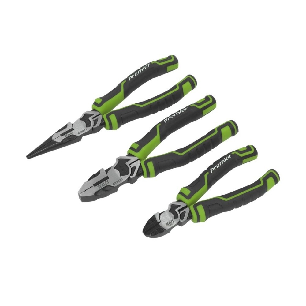 Sealey AK8376HV Pliers Set 3pc High Leverage - Hi-Vis Green