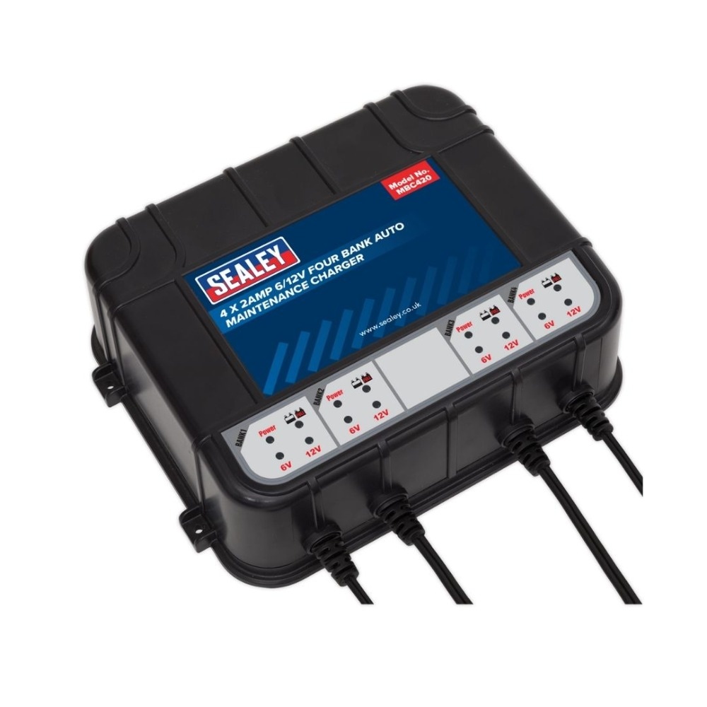 Sealey MBC420 Four Bank 6/12V 8Amp (4 x 2A) Auto Maintenance Charger