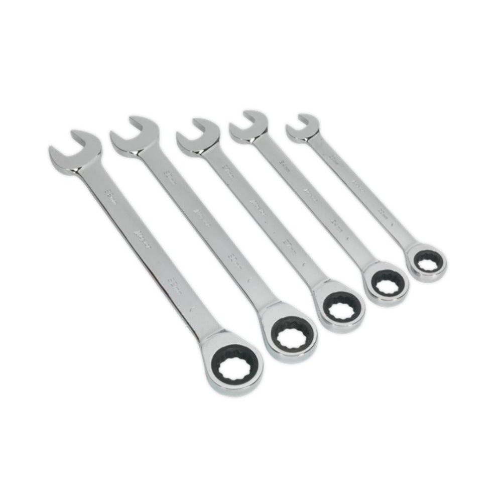 Sealey S0985 Combination Ratchet Spanner Set 5pc Metric