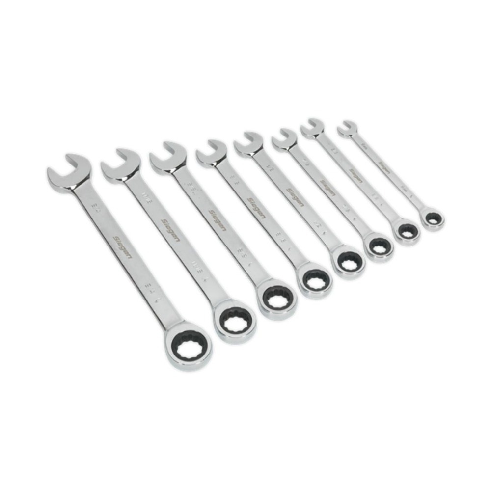 Sealey S0984 Combination Ratchet Spanner Set 8pc Imperial