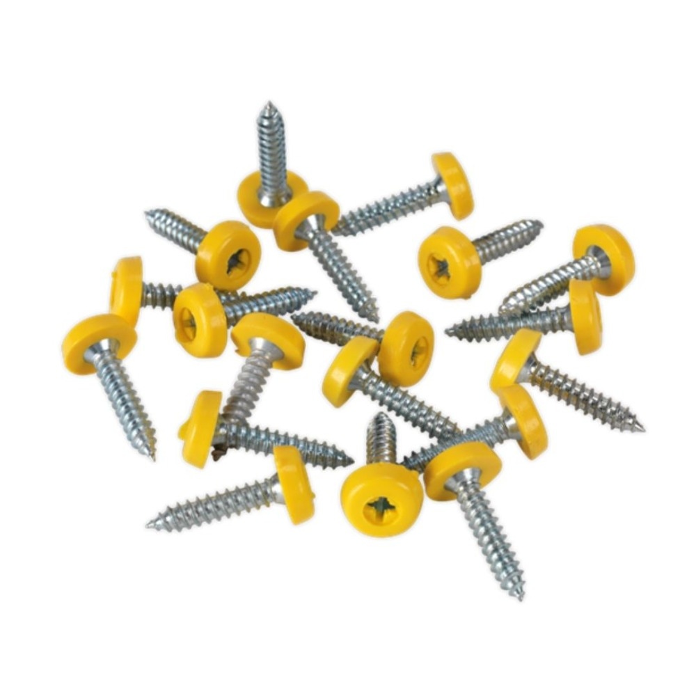 Sealey PTNP6 Numberplate Screw Plastic Enclosed Head 4.8 x 24mm Yellow Pack of 50