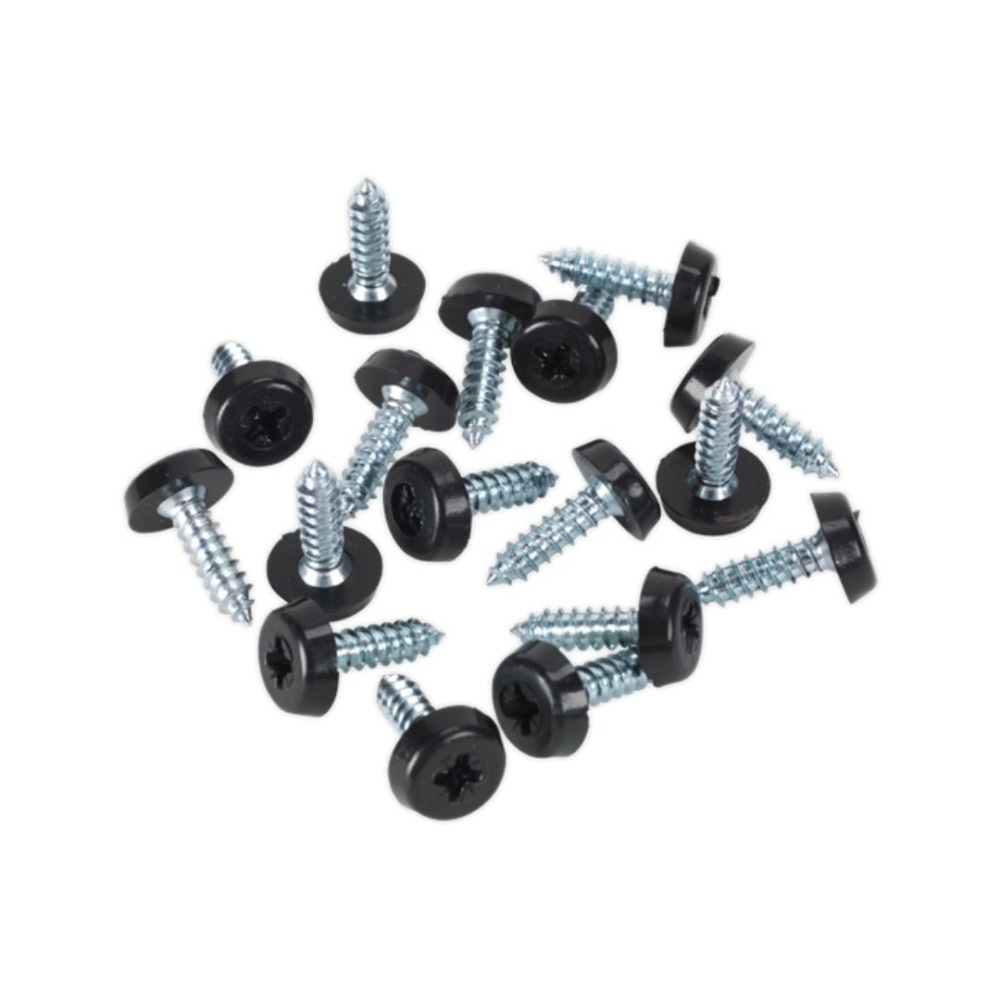 Sealey PTNP3 Numberplate Screw Plastic Enclosed Head 4.8 x 18mm Black Pack of 50