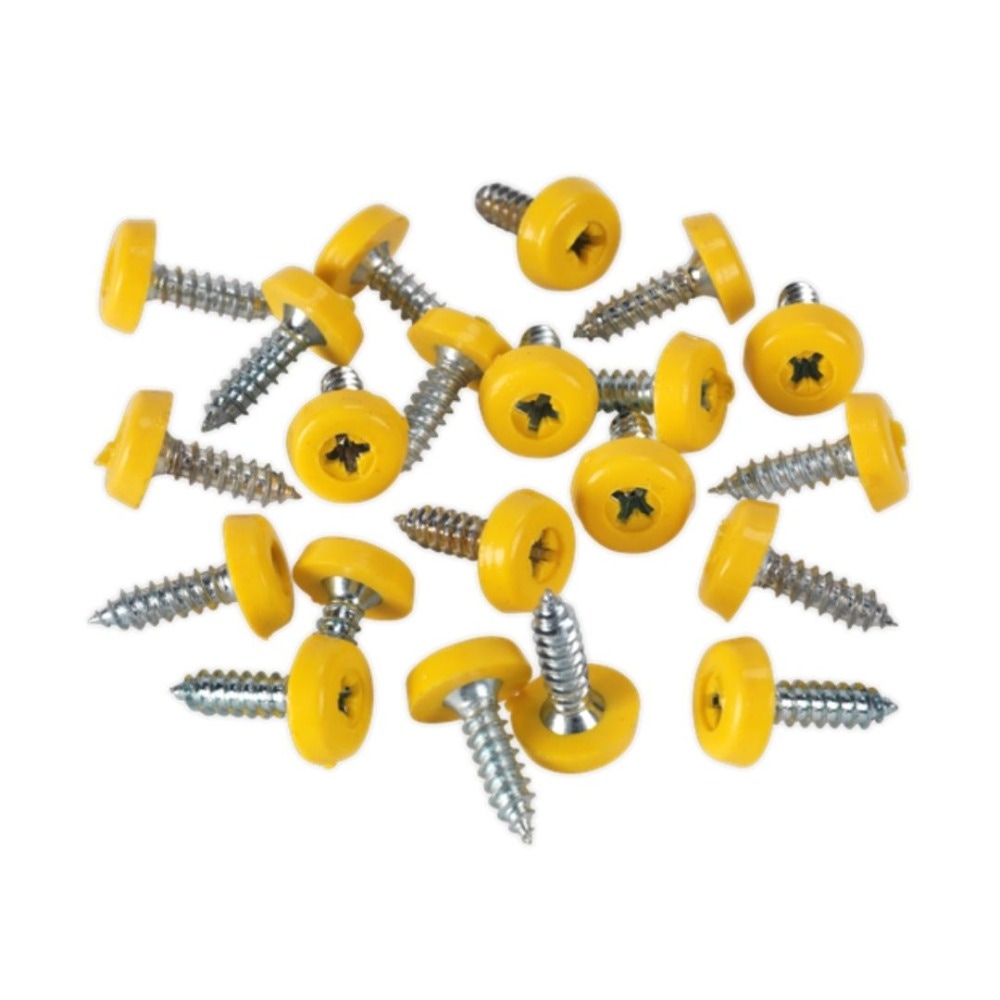 Sealey PTNP2 Numberplate Screw Plastic Enclosed Head 4.8 x 18mm Yellow Pack of 50