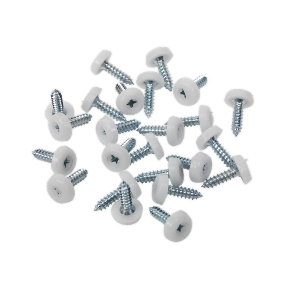 Sealey PTNP1 Numberplate Screw Plastic Enclosed Head 4.8 x 18mm White Pack of 50