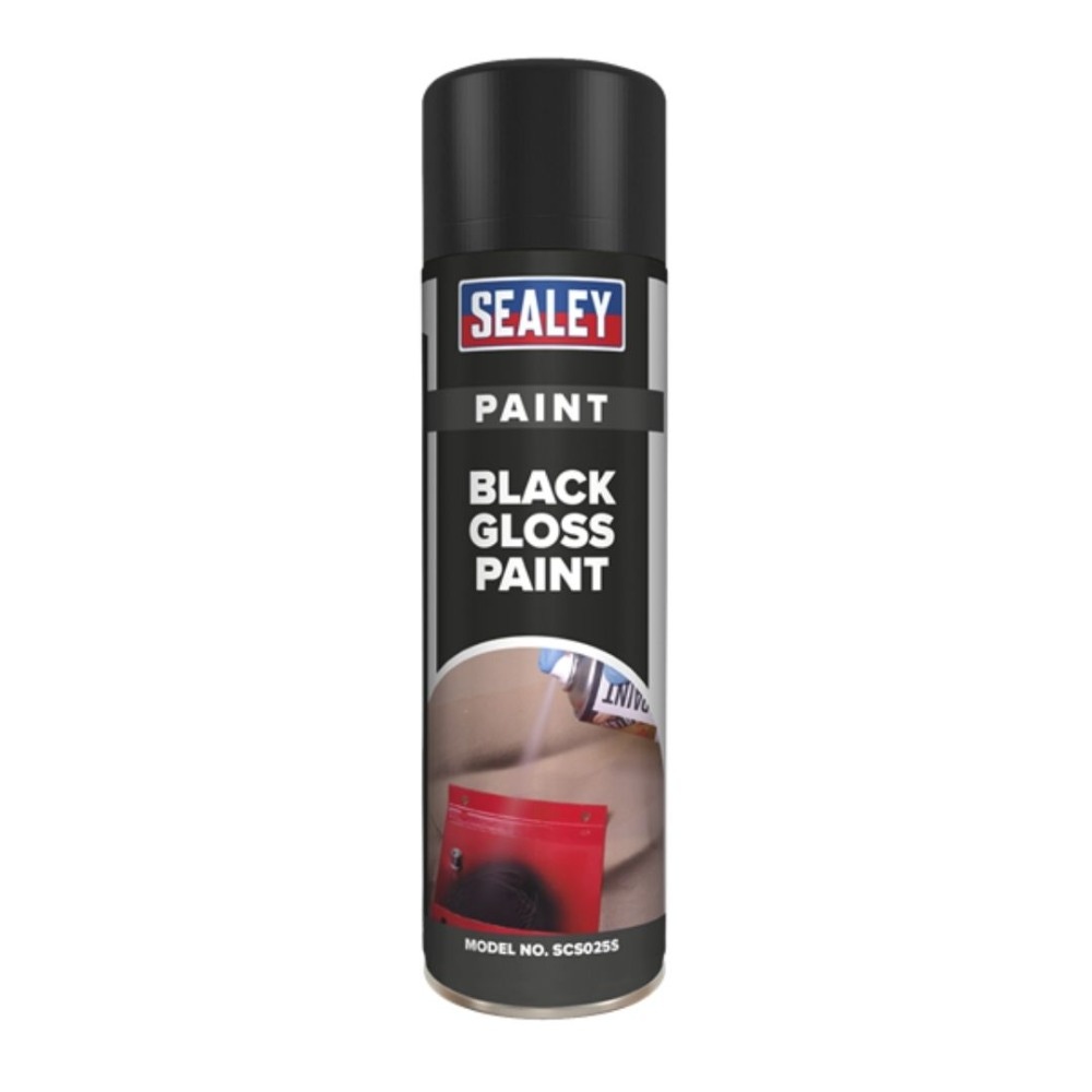 Sealey SCS025 Black Gloss Paint 500ml Pack of 6