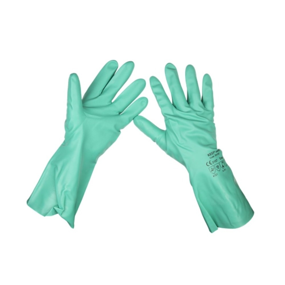 Sealey SSP34 Nitrile Gauntlets for use with Thinners 355mm Cuffed Pair