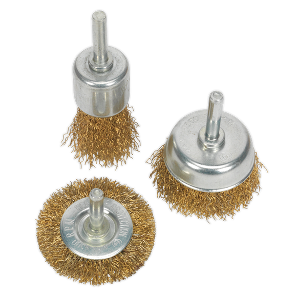 Sealey BWBS03 Wire Brush Set 3pc Brassed