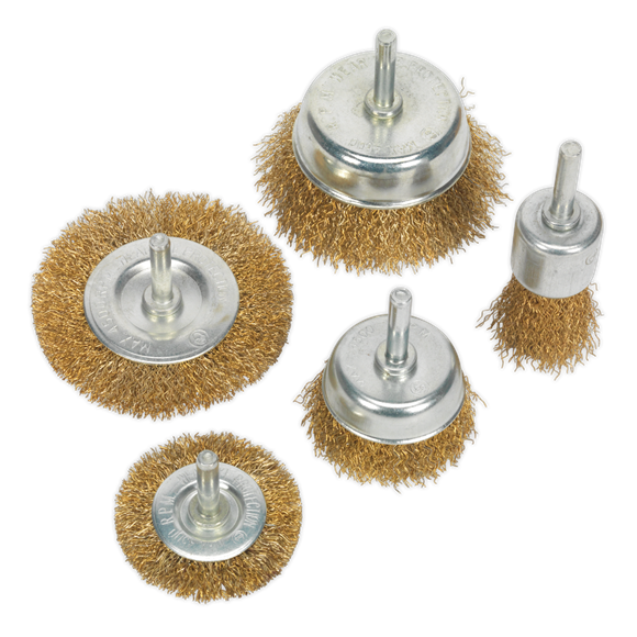 Sealey BWBS05 Wire Brush Set 5pc Brassed