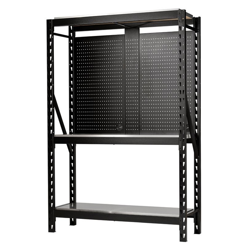 Draper 27922 BUNKER 17 Piece Modular 3 Tier Racking with Stainless Steel Shelving and Pegboards, 1500mm