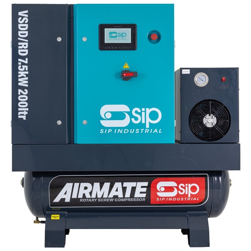 SIP VSDD/RDF 7.5kW 8bar 200ltr 400v Rotary Screw Compressor with Dryer & Filter