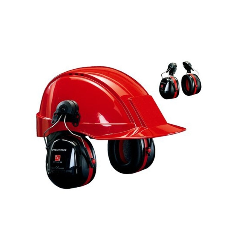 3M PELTOR Optime III Ear Defenders, 34 dB, Black/Red, Helmet Mounted attachment, H540P3G-413-SV