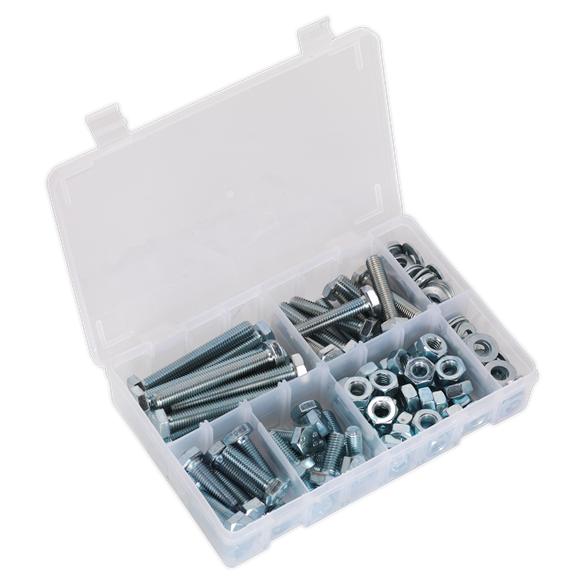 Sealey AB052SNW Setscrew, Nut & Washer Assortment 150pc High Tensile M10 Metric