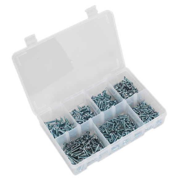 Sealey AB060SDS Self Drilling Screw Assortment 500pc Pan Head Phillips Zinc