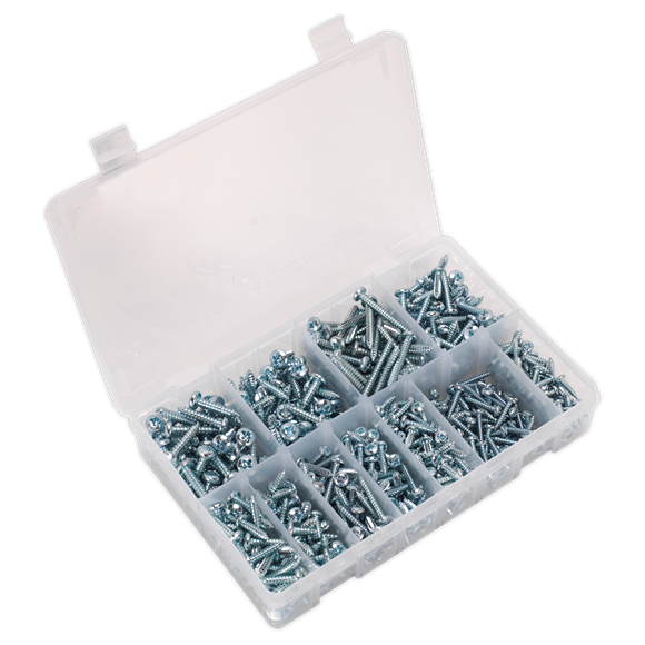 Sealey AB063STPH Self Tapping Screw Assortment DIN 7981CZ 700pc Pan Head Pozi Zinc