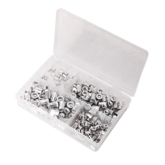 Sealey AB073TI Threaded Insert (Rivet Nut) Assortment 200pc M4-M8 Splined Metric