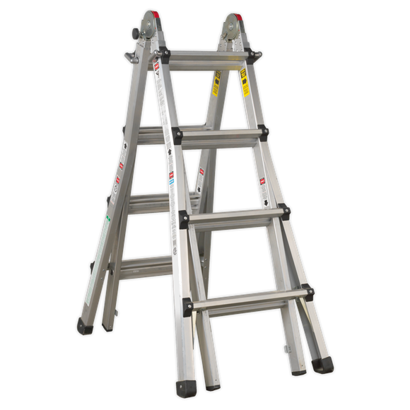 Sealey AFPL3 Aluminium Telescopic Ladder 4-Way EN 131 Adjustable Height