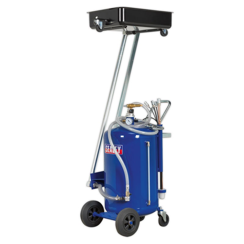 Sealey AK462DX Mobile Oil Drainer with Probes 80L Cantilever Air Discharge