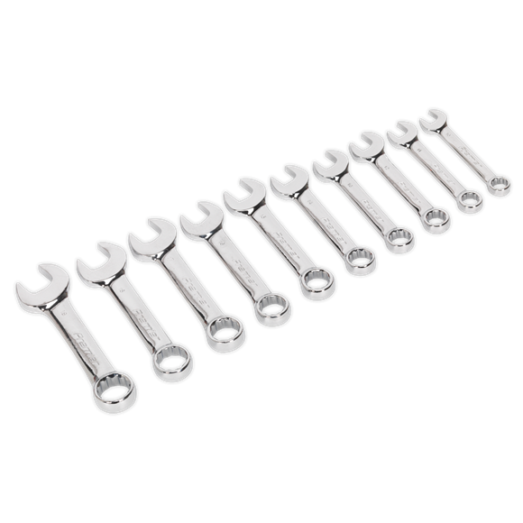 Sealey AK633 Combination Spanner Set 10pc Stubby Metric