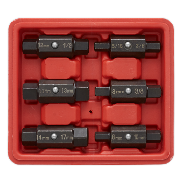 Sealey AK658 Oil Drain Plug Key Set 6pc Double End