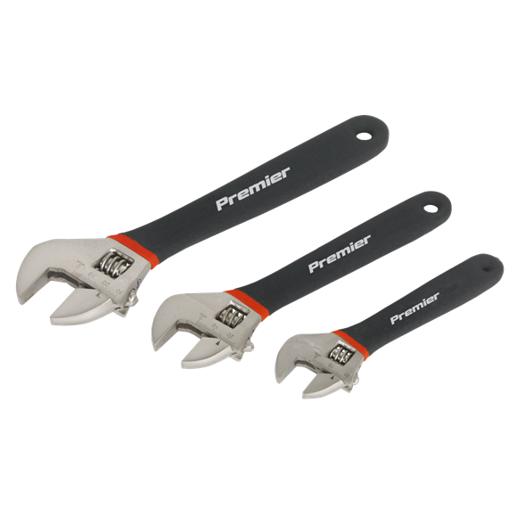 Sealey AK907 Adjustable Wrench Set 3pc Ni-Fe Finish