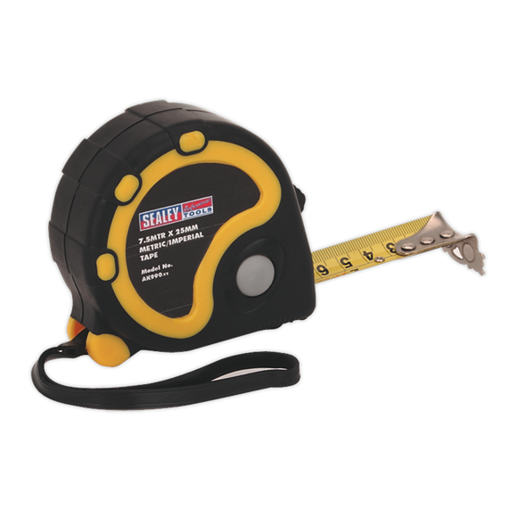 Sealey AK990 Rubber Tape Measure 7.5m(25ft) x 25mm Metric/Imperial