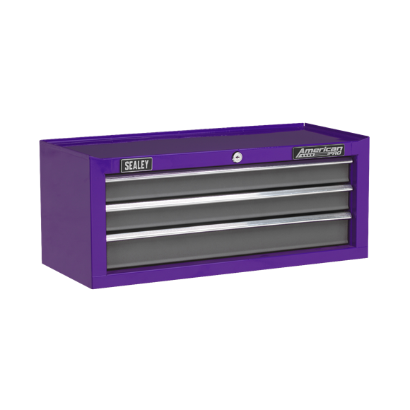 Sealey AP22309BBCP Mid-Box 3 Drawer with Ball-Bearing Slides - Purple/Grey