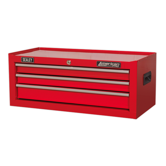 Sealey AP223 Mid-Box 3 Drawer with Ball-Bearing Slides - Red
