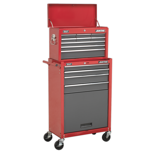 Sealey AP22513BB Topchest & Rollcab Combination 13 Drawer with Ball-Bearing Slides - Red/Grey
