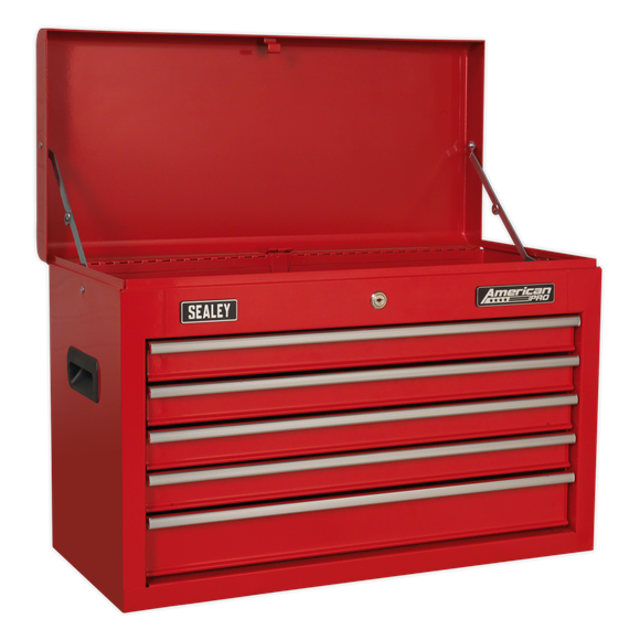 Sealey AP225COMBO Topchest 5 Drawer with Ball-Bearing Slides - Red & 230pc Tool Kit