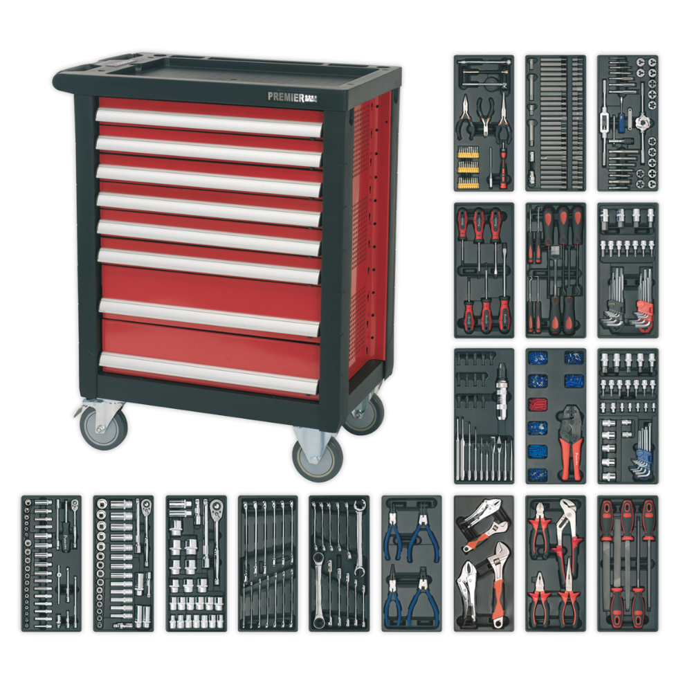 Sealey Rollcab 8 Drawer with Ball-Bearing Slides & 707pc Tool Kit