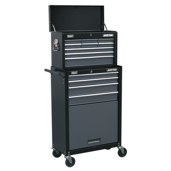 Sealey AP2513B Topchest & Rollcab Combination 13 Drawer with Ball Bearing Slides - Black/Grey