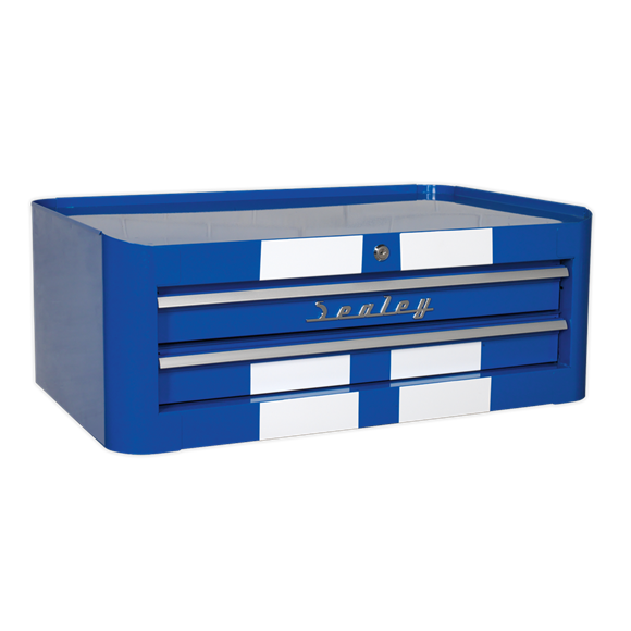 Sealey AP28102BWS Mid-Box 2 Drawer Retro Style - Blue with White Stripes