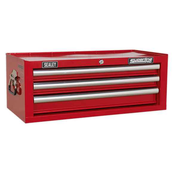 Sealey AP33339 Mid-Box 3 Drawer with Ball Bearing Slides - Red