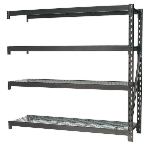 Sealey AP6572E Heavy-Duty Racking Extension Pack with 4 Mesh Shelves 640kg Capacity Per Level