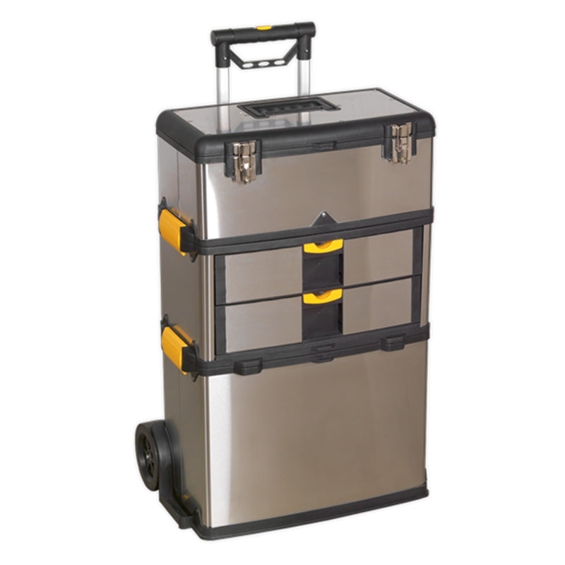 Sealey AP855 Mobile Stainless Steel/Composite Toolbox with 3 Compartments