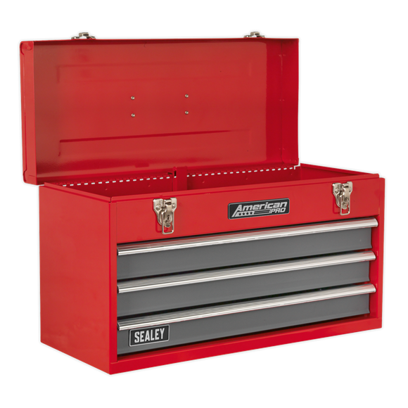 Sealey AP9243BB Tool Chest 3 Drawer Portable with Ball Bearing Slides - Red/Grey